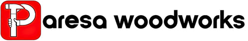 Paresa woodworks logo with a red square and white 'P' morphing into a hand holding on a black background 